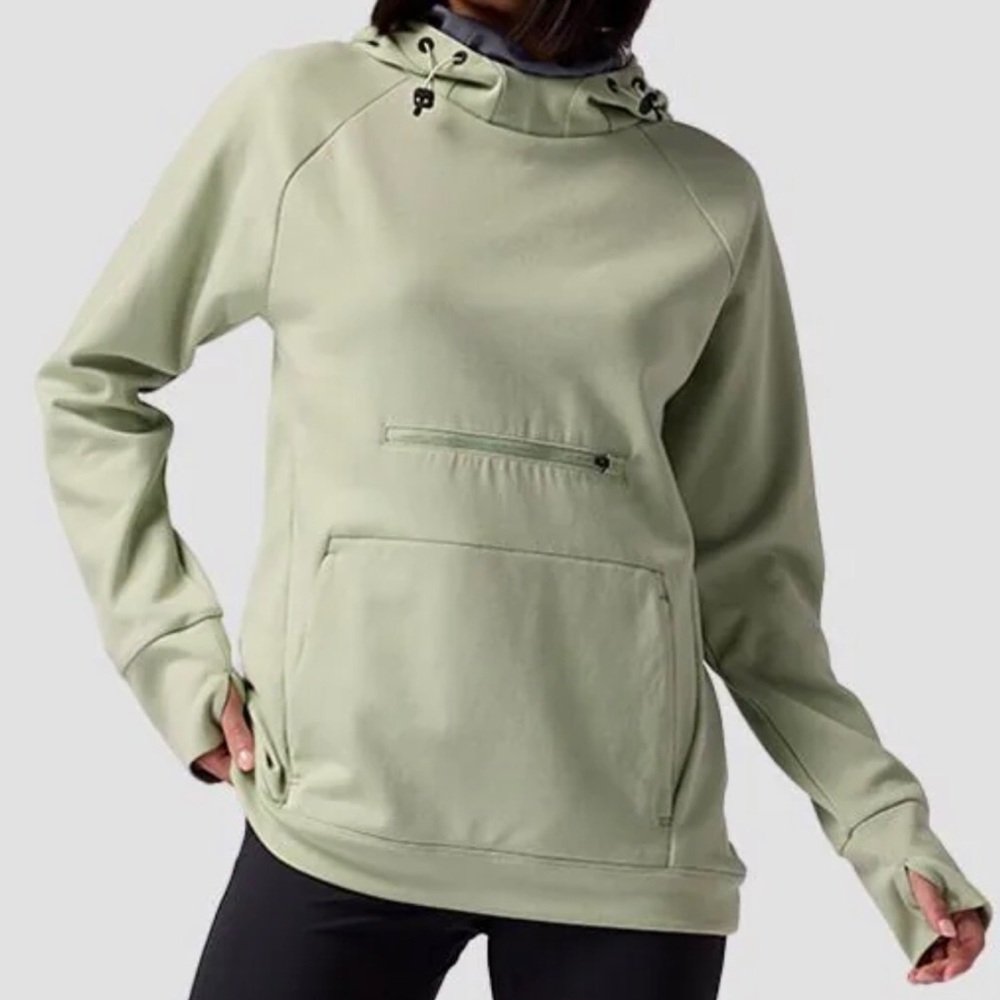 Backcountry brand tricot hoodie in gun metal grey/carbon color.